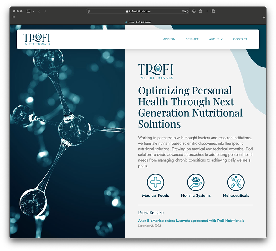 Trofi Nutritionals Website