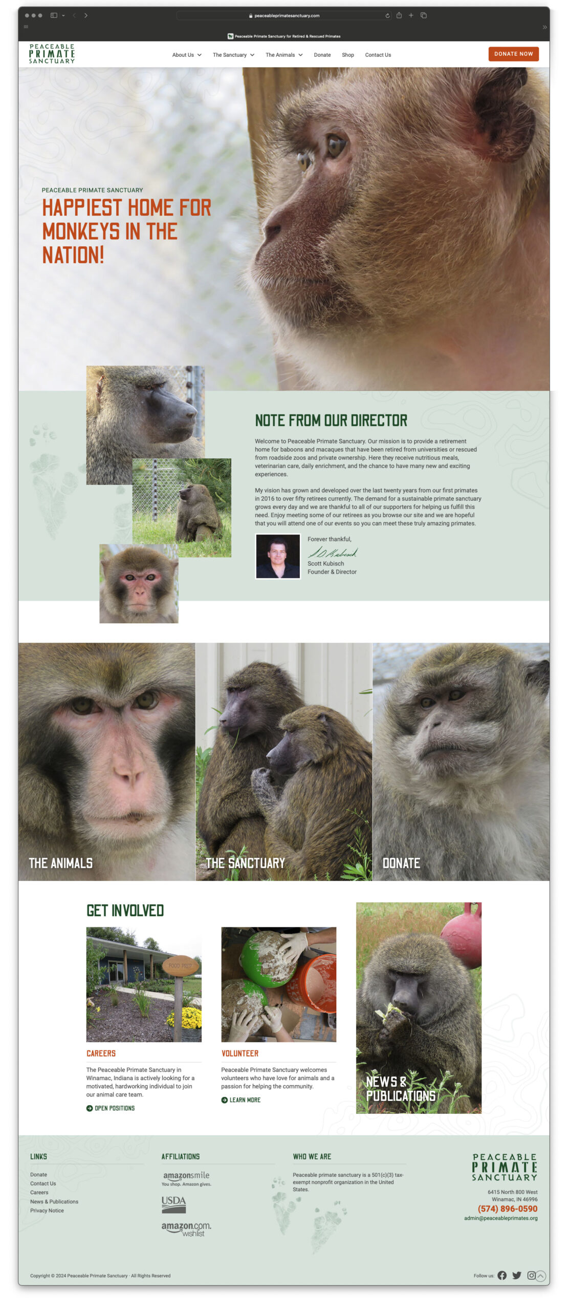 Peaceable Primate Sanctuary Website